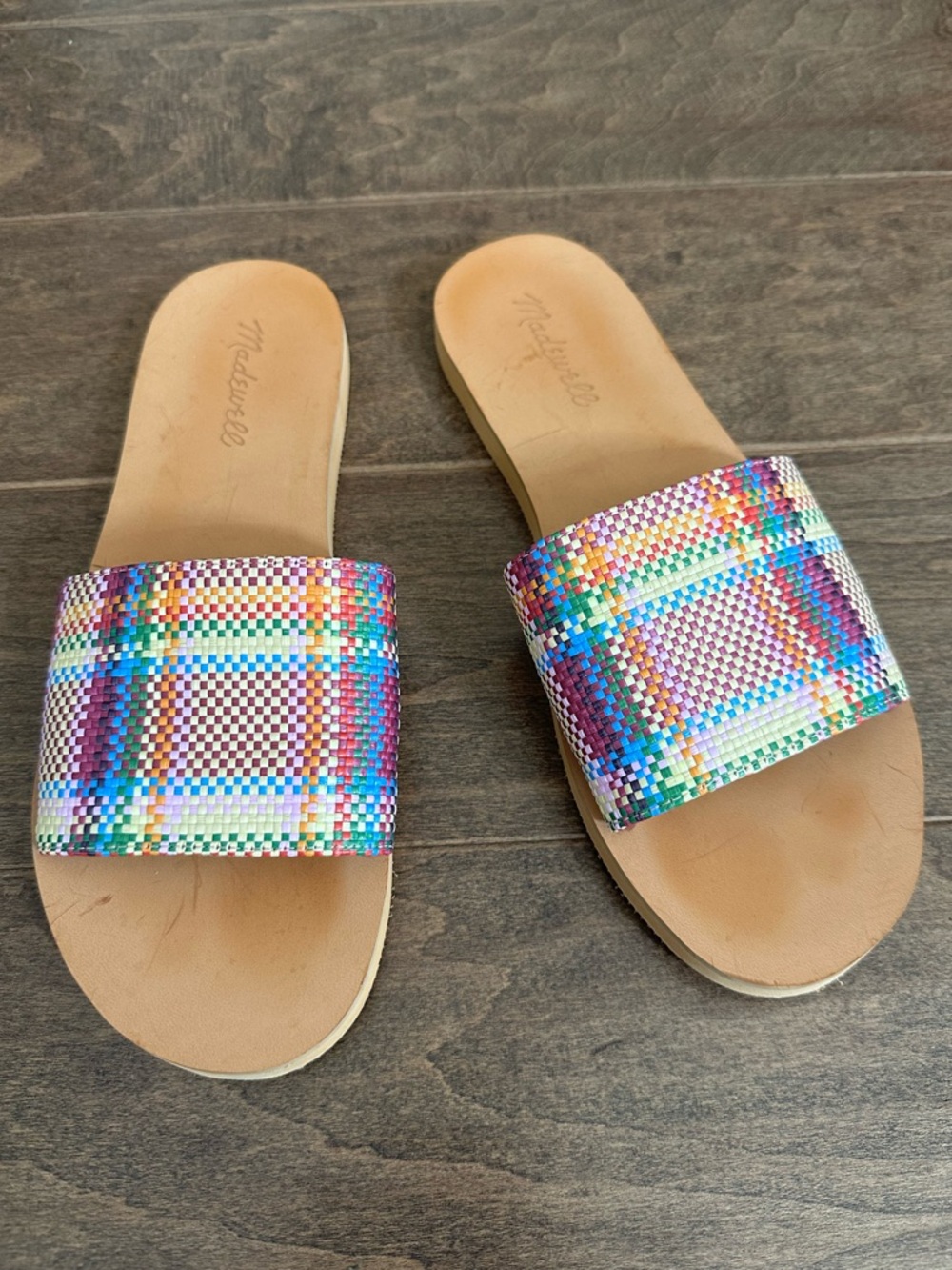 Madewell Maddie Slide Sandals Rainbow Weave